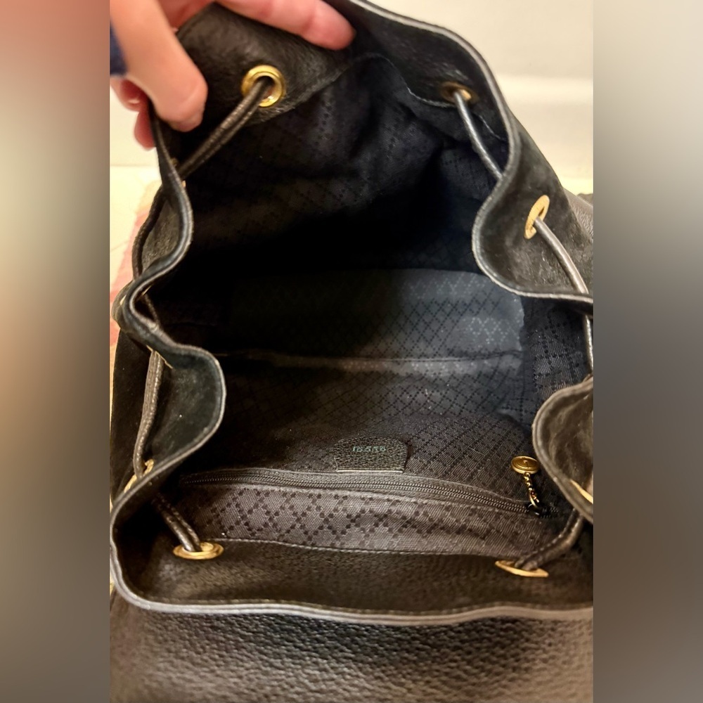 GUCCI‎ Vintage Y2K Unisex Black Suede & Leather Trim Bamboo Medium Backpack - Picture 13 of 16